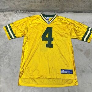 Vintage Reebok NFL Green Bay Packers Favre #4 Jersey XL Football Yellow Mesh Net